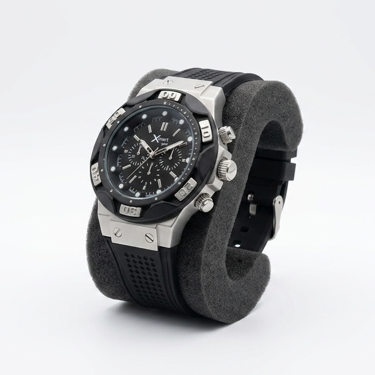 Men's Black Quartz Sports Watch